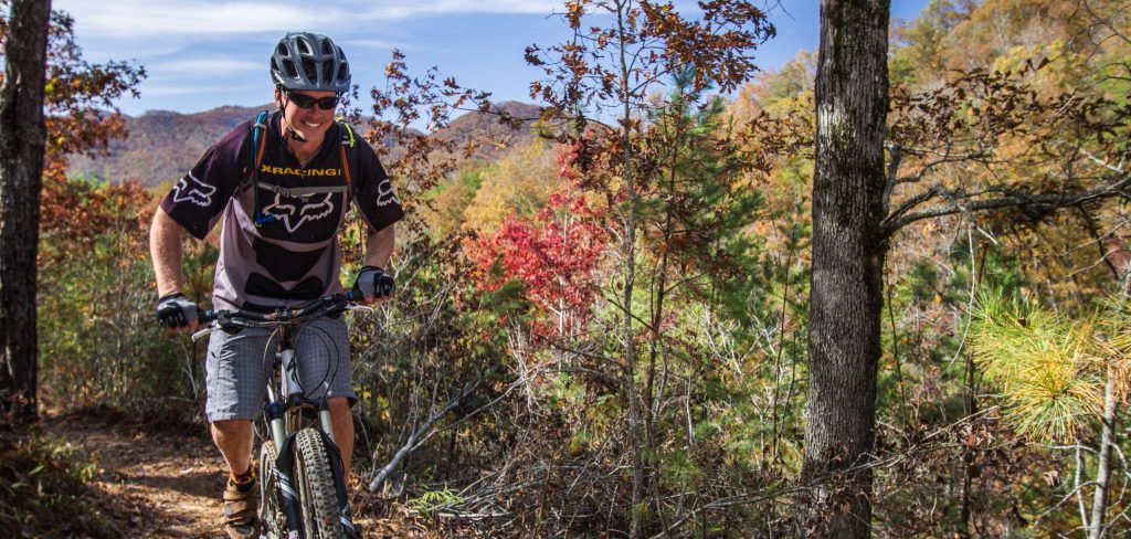 Mountain Biker on the Flint Ridge Trail in Bryson City